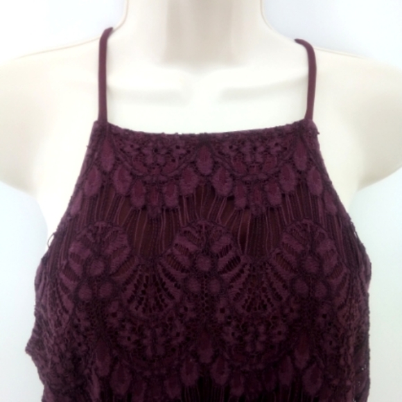 Kendall + Kylie Maroon Burgundy Crochet Lace Racerback Top M Holiday Holidays - Picture 6 of 9